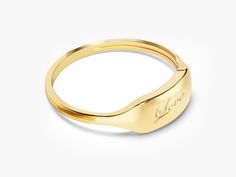 14k Solid Gold Dainty Personalized Signet Ring Elegant 14k Gold Initial Ring With Engraving Option, Elegant Formal 14k Stamped Initial Ring, Elegant Engraved Signet Ring For Promise, Elegant 14k Gold Engraved Initials Ring, Elegant Engraved 14k Gold Initial Ring, Elegant Yellow Gold Initial Ring With Engraving, Elegant Engraved Initial Ring In Yellow Gold, Luxury Personalized Yellow Gold Signet Ring, Elegant Engraved Yellow Gold Initial Ring