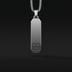 Signature Pendant Minimalist Box Chain Pendant Jewelry, Modern Sterling Silver Rectangular Pendant Jewelry, Modern Sterling Silver Jewelry With Rectangular Pendant, Modern Rectangular Necklace With Polished Finish, Refined Silver Necklace With Polished Finish, Modern Sterling Silver Necklaces For Everyday Luxury, Modern Sterling Silver Necklace For Everyday Luxury, Sleek Silver Jewelry With Polished Finish, Sleek Sterling Silver Jewelry For Formal Occasions