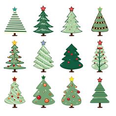 christmas trees with different designs and colors