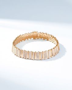 Suzanne Kalan Golden Stacker Half Pave Tennis Bracelet in 18k rose gold Luxury Baguette Diamond Jewelry, Luxury White Gold Tennis Bracelet With Baguette Diamonds, Fine Jewelry Diamond Baguette Bracelet, Luxury Baguette Cut Diamond Accented Bracelets, Baguette Diamond Bracelet In Fine Jewelry Style, Formal Diamond Baguette Bracelet, Formal White Gold Baguette Diamond Bracelet, Formal Rose Gold Baguette Jewelry, Luxury Yellow Gold Diamond Bracelet With Single Cut