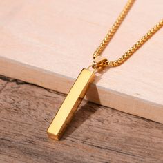 Effentii Vertical Horizon Men's Necklace Vertical Horizon, Men's Necklace Gold, Vertical Bar Necklace, Vertical Bar, Latest Mens Fashion, Men Model, Geometric Pendant, Black Chain, Men's Necklace