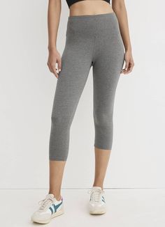 Ideal for light workouts or just chilling out at home, the Jockey® High Rise Cotton Stretch Capri Legging is all about breathable comfort. The perfect blend of softness and stretch, this pair features a high-rise waist for smooth support. | Jockey® High Rise Cotton Stretch Capri Leggings in Charcoal Basic Gray Activewear For Loungewear, Basic Gray Stretch Activewear, Gray Sporty Activewear For Loungewear, Casual Gray Yoga Pants For Workout, Basic Comfort Stretch Activewear For Workout, Basic Activewear With Comfort Stretch For Workout, Gray Compression Casual Activewear, Gray Compression Activewear, Casual Style, Basic Activewear For Workout