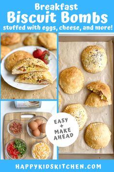 Biscuit Pocket Recipes, Biscuit Hot Pockets, Make Ahead Biscuit Breakfast Sandwiches, Breakfast Pockets Biscuits, Canned Biscuit Recipes Breakfast, Biscuit Pockets, Biscuit Breakfast Sandwich, Breakfast Hot Pockets, Stuffed Biscuits