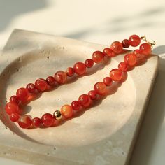 Natural Red Agate Beaded Necklace – floysun Elegant Agate Beaded Necklace With Polished Beads, Elegant Red Agate Beaded Bracelets, Elegant Red Carnelian Beaded Bracelets, Red Carnelian Beaded Bracelets With Gemstone Beads, Red Agate Beaded Necklaces With Round Beads, Red Agate Beaded Necklace With Gemstone Beads, Elegant Red Agate Necklace, Elegant Gold Carnelian Beaded Necklaces, Elegant Red Agate Bracelets