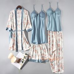 SPECIFICATIONS Pajamas Set Women Sleepwear Casual Satin Robe Suit Nightwear Lounge Wear V-neck Soft Pyjamas Kimono Bathrobe Gown Lingerie Wash Method: Wash By Hand Thickness: Normal Sleeve Length(cm): Three Quarter Sexually Suggestive: No Season: Spring Season: Spring,Summer,Autumn Pattern Type: Print Origin: Mainland China Occasion: Home Wear ,Sleepwear,Nightgown Obscene Picture: No Model Number: Y21100902-HW Material: Polyester,Other,Satin Item Type: Robe Sets Gender: WOMEN Feature: Sexy,Casua Blue Spring Sleepwear For Lounging, Blue V-neck Sleep Set, Blue V-neck Sleepwear Set, Blue V-neck Sleepwear For Home, Blue Summer Sleepwear For Home, Blue Bedtime Sets For Spring, Blue V-neck Pajama Party Sets, V-neck Spring Pajama Party Sets, Light Blue V-neck Sleepwear For Summer