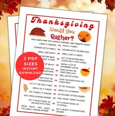 the thanksgiving wish list is shown with autumn leaves around it and an orange background that says,