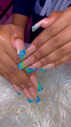 Blue Acrylic Nails, Long Acrylic, Acrylic Nails Coffin Short, Summer Acrylic Nails, Pink Acrylic Nails