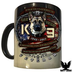 a german shepherd dog is shown in this patriotic metal art print with an american flag background