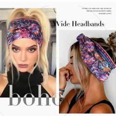 1pc Bohemian Chic Floral Headband Wide, Nonslip & Elastic Tie Dye Knot Stylish Womens Turban Hair Accessory For Comfortable, Secure Style Headband Wide, Tie Dye Knots, New Bohemian, Lululemon Headbands, Floral Hair Clip, Bohemian Summer, Floral Headband, Velvet Headband, Boho Headband