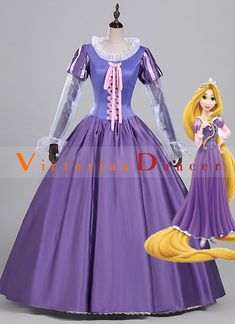 Adult Women Tangled Rapunzel Cosplay Dress     Condition: Brand New   Color: Purple   Material: Satin and Lace   Occasion: Halloween,Christmas,Role Cosplay,Photo shoot or Shows   Long Length: Length: Long Sleeves   Collar: O-Neck   Dresses Length:Floor-Length   Includes: Dress     Are you looking for Movie  amp;amp; TV theme princess dresses? You amp;#39;re come to the right place , Our provide fantastic women adult princess dresses for you choose. Such as Beauty and the Beast Belle, Cinderella, Princess Dress Costume, Rapunzel Princess, Rapunzel Cosplay, Beauty And The Beast Belle, Tangled Rapunzel, Princess Dresses, Dress Costume, Cosplay Dress, Costume Dress