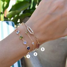 Personalized Classic 7 Birthstone Bracelet in 14k Gold Gold Birthstone Bracelet, Birthstone Bracelet, Bracelet Dainty, Dainty Chain, Chain Extenders, Birthstone Bracelets, Birth Month, Heartfelt Gifts, Precious Moments