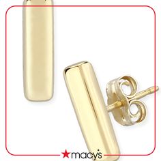 in stock Modern Yellow Gold Earrings From Macy's, Modern 14k Gold Jewelry From Macy's, Macy's Modern 14k Gold Earrings, Macy's Modern Yellow Gold Earrings, Modern Polished Earrings From Macy's, Macy's Modern Earrings With Polished Finish, Macy's Modern Polished Earrings, Modern Gold Earrings From Macy's, Macy's Fine Jewelry Earrings With Polished Finish