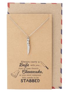 a necklace with a knife on it