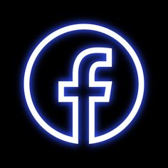 the facebook logo is illuminated in blue on a black background with an oval frame around it