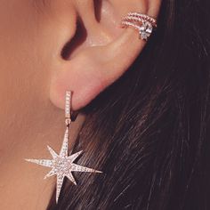 .925 Sterling Silver Rose Gold or Silver Plating Brilliant CZ Stones Star Earrings Dangle, Star Dangle Earrings, Earrings Star, Diamond Rings Bands, Eternity Band Diamond, Earrings Statement, Earrings Dangle, Star Earrings, Silver Rose Gold