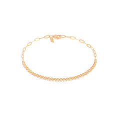 The Diamond Segment Mini Link Chain Necklace is proof that our classic Mini Link Chain can shine even brighter. With a 3" diamond segment totaling .37 carats and a classic link chain, this bracelet brings showstopping sparkle to your wrist stack. Classic Link Chain Tennis Bracelet, Classic Diamond Chain Bracelet With Adjustable Chain, Classic 14k Gold Diamond Bracelet With Adjustable Chain, Classic Chain Tennis Bracelet, Classic Diamond Bracelet With Chain, Fine Jewelry Diamond Tennis Bracelet With Solid Link, Diamond Tennis Bracelet In Fine Jewelry Style, Fine Jewelry Diamond Tennis Bracelet, Classic 14k Gold Diamond Bracelet With Chain