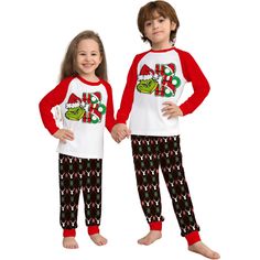 Celebrate the holiday season with a touch of whimsy in The Christmas Grinch Printed Family Matching Pajama Set. Adorned with playful Grinch prints, these coordinated pajamas bring festive cheer to your family gatherings. Create lasting memories, stay cozy, and let your family's holiday spirit shine with these fun and festive pajama sets. Specifications: Material: Polyester Collar: Round-Neck Length: Ankle-Length Pants Pattern Type: Print Sleeve Length: Full Item Type: Pajamas Casual Christmas Sleepwear For Home, Casual Christmas Sleepwear, Family Matching Red Christmas Sets, Family Matching Christmas Bedtime Sets, Red Matching Sleepwear For Holidays, Family Matching Christmas Sets For Pajama Party, Family Matching Sets For Christmas Pajama Party, Matching Christmas Sleepover Sets, Casual Christmas Sleepover Sets