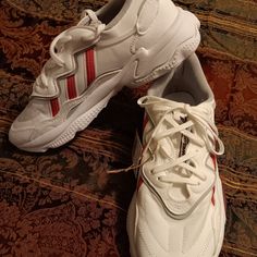 For Sale Is A Pair Of Adidas Ozweego W Sneakers/Shoes (Ho4260). They Are A White / Rose Tone / Victory Crimson) Colorway And Are A Women's Size 10. These Are Brand New And There Is No Box. Please Look At My Other Listings Including Other Shoes/Clothing And More. White Chunky Sneakers With Elastic Laces For Streetwear, Adidas Sneakers With Boost Midsole, Adidas Low-top Platform Sneakers With Laces, White Sneakers With Elastic Laces And Round Toe, White Low-top Platform Sneakers With Elastic Laces, White Platform Sneakers With Elastic Laces And Round Toe, Casual White Slip-on Chunky Sneakers, Sporty Ankle-high Skate Shoes With Laces, White Platform Sneakers With Elastic Laces For Sports