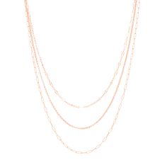 Vanessa is feminine, timeless and oh so luxurious. 3 gorgeous chains of varying size and lengths give you a jump on your chic necklace stack. 16”-19” + extender Mixed Metal option uses dapped Teresa chain in rose gold fill 15.5", rolo Hilary chain in sterling silver 17", and paperclip Ariana chain in gold fill 18.5" Trio Necklace, Necklace Stack, Chic Necklace, Gold Filled, Rose Gold, Chain, Gold