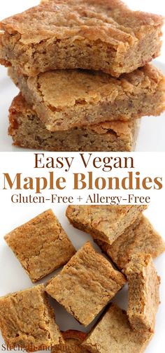 vegan maple blondies Dairy Free Fall Dessert, Maple Blondies, Fall Desserts Gluten Free, Vegan Fall Dessert, Allergy Free Baking, Dairy Free Deserts, Gluten Free Desserts Thanksgiving, Dairy Free Thanksgiving, Gluten Free Fall Recipes