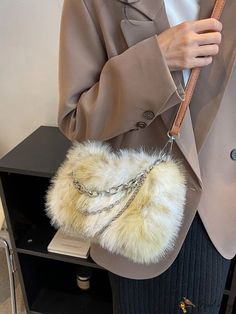 Bird in Bag - Decorative Faux Fur Hobo Bag Y2k Handbag, Bag Aesthetic, Drawstring Bucket Bag, Handbag Women, Bags Aesthetic, Underarm Bag, Vintage Models, Leather Shoes Men, Chain Shoulder Bag