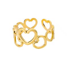 Introducing the Cupid's Heart Cuff Ring, a symbol of love and affection, perfectly crafted to embody the essence of Cupid's timeless romance. This exquisite ring, with its heart design, serves as a testament to love's enduring power. Designed to captivate and charm, it's an embodiment of love's arrow striking true. Crafted with precision, the Cupid's Heart Cuff Ring merges the timeless symbol of the heart with a modern cuff design, creating a piece that's both romantic and contemporary. It's a jewelry piece that not only accessorizes but also symbolizes the bond of love, making every day feel like Valentine's Day. The Cupid's Heart Cuff Ring stands as a testament to love's eternal flame, making it an ideal gift for someone special or a treasured addition to your own jewelry collection. Emb Gold Stackable Open Rings For Valentine's Day, Adjustable Heart-shaped Couple Rings For Valentine's Day, Valentine's Day Promise Ring Jewelry With Open Ring Shape, Valentine's Day Gold Stackable Open Rings, Adjustable Yellow Gold Rings For Valentine's Day, Adjustable Gold Heart Ring For Mother's Day, Adjustable Heart Ring For Promise And Mother's Day, Adjustable Heart Ring For Promise On Mother's Day, Valentine's Day Adjustable Open Stackable Rings