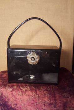 Vintage 1950's Wilardy  black lucite handbag.Great condition. Vintage Rectangular Box Bag For Party, Vintage Square Evening Bag For Formal Occasions, Black Vintage Bag For Gifts, Vintage Square Evening Bag, Retro Rectangular Evening Box Bag, Retro Rectangular Box Bag For Evenings, Vintage Rectangular Evening Bag For Formal Occasions, Vintage Rectangular Formal Evening Bag, Vintage Evening Box Bag With Detachable Handle