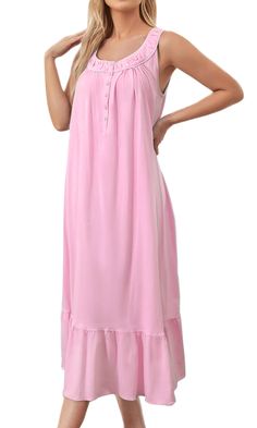 PRICES MAY VARY. ✔High Quality Material: Womens sleeveless nightgown is made of 100% cotton. Lightweight, breathable, comfy and flattering. Soft to the touch and allows for comfortable and free movement. It's the perfect nightdress to wear at night in the summer ✔Long Sleeveless Nightgown: Sleeveless nightgown featuring front button placket, scooped neck is comfortable and doesn't slip off shoulders, fabric not see through, with lots of room and not tight around the armholes, mid-calf length for Night Gown Long, Dress Sleepwear, Cotton Night Dress, Long Nightdress, Long Nightgown, Night Gowns, Women Sleepwear, Cotton Nightgown, Pajama Dress