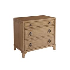 a wooden dresser with two drawers on one side and an open drawer on the other