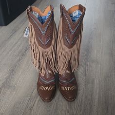 These Are A Pair Of Brand New With Tags Dingo Fringe Boots. These Are A Womens Size 9. These Do Not Come With Box. Please See All Pictures For Full Description. Cowboy Boots Square Toe, Dingo Boots, Burgundy Heels, Pointy Toe Boots, Fashion Cowboy Boots, Vintage Cowboy Boots, Boho Boots, Leather Western Boots, Denim Boots