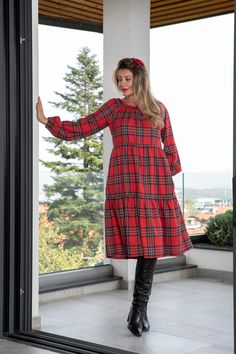 Our plaid maxi dress is is back in stock. Stunning Christmas plaid dress - get into the festive spirit with our custom dress. Made with love and attention to detail, our red maxi dress is a showstopper for any holiday occasion. The classic red plaid pattern adds a touch of nostalgia, while the maxi flare silhouette and midi length give it a modern and elegant twist. Whether you're attending a holiday party, a cozy gathering with loved ones, or simply want to feel fabulous during the festive seas Plaid Christmas Holiday Dress, Plaid Dress For Christmas Holiday, Plaid Dresses For Fall Holiday, Plaid Maxi Dress, Holiday Party Dress, Red Christmas Dress, Maxi Dress With Pockets, Red Plaid Dress, Dress Maternity