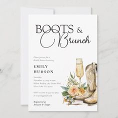 boots and brunch wedding card