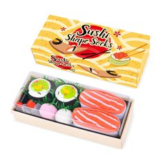 the sushi box contains several different types of sushi