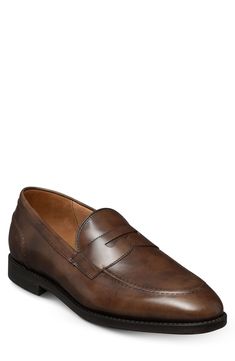 A streamlined silhouette and almond toe bring timeless sophistication to a leather loafer grounded by a cushioned footbed. Leather upper, lining and sole Made in the USA Classic Calf Leather Almond Toe Slip-ons, Classic Calf Leather Slip-ons With Round Toe, Classic Calf Leather Slip-ons For Formal Wear, Timeless Slip-on Calf Leather Dress Shoes, Timeless Slip-on Dress Shoes In Calf Leather, Classic Slip-ons With Leather Footbed For Business Casual, Classic Slip-on Dress Shoes With Almond Toe, Classic Oxfords With Textured Sole And Almond Toe, Classic Slip-ons With Textured Sole And Moc Toe