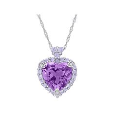 Featuring a heart-cut amethyst center stone beautifully complemented by tanzanite and diamond accents, this Stella Grace pendant captivates from every angle. Featuring a heart-cut amethyst center stone beautifully complemented by tanzanite and diamond accents, this Stella Grace pendant captivates from every angle.Click on this JEWELRY & WATCHES GUIDE to learn about fit, styles, materials and more! Metal: 10k white gold Chain length: 17 in. Plating: rhodium Packaging: boxed Finish: polished Penda Formal Heart Cut Amethyst Jewelry, Purple Heart Cut Jewelry For Valentine's Day, Heart Cut Purple Jewelry For Valentine's Day, Purple Heart Cut Cubic Zirconia Jewelry, Purple Heart Jewelry For Formal Occasions, Purple Heart Cut Jewelry For Formal Events, Purple Heart Cut Jewelry For Formal Occasions, Formal Purple Heart-shaped Jewelry, Heart Cut Amethyst Birthstone Jewelry