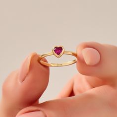 14k Gold Tiny Heart Ring, Solid Gold Ruby Promise Ring, Dainty Heart Ring, Bezel Ruby Gemstone Pinky Ring, Delicate Birthstone Ring - Etsy Dainty Heart Shaped Birthstone Promise Ring, Dainty Heart Birthstone Promise Ring, Valentine's Day Gift Stackable Heart Ring, Dainty Heart Cut Ring For Valentine's Day, Dainty Heart-shaped Promise Birthstone Ring, Stackable Heart Ring For Gift, Dainty Heart Cut Stackable Rings Gift, Dainty Heart Ring With Birthstone For Promise, Dainty Heart Ring With Birthstone For Anniversary