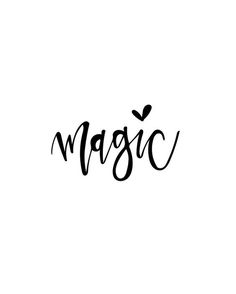 the word magic written in cursive writing on a white background with black ink