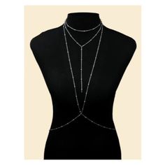 Silver Body Chain #4069 Silver Body Jewelry, Silver Metal Body Chain With Double Chain, Elegant Adjustable Silver Body Chain, Elegant Silver Metal Body Chain, Gothic Silver Chain Body Jewelry, Silver Bohemian Metal Body Chain, Full Body Chain, Silver Bodies, Back Necklace