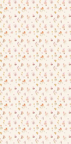 an image of a flower pattern on a wallpaper background in pink, orange and yellow