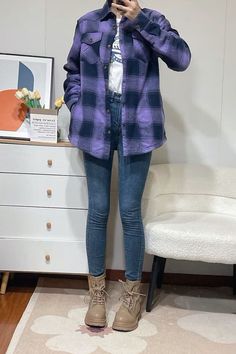 soooooo loved the look and the feel of this Shirt/Jacket! light yet warm on chilly days.the purple color is gorgeous! Washes well.Will be purchasing another as a gift for a friend soon Plaid Flannel Shacket For Winter, Trendy Winter Flannel Outerwear, Trendy Flannel Winter Outerwear, Long-sleeved Flannel Shacket With Pockets, Trendy Plaid Flannel Shirt With Pockets, Flannel Long Sleeve Shacket With Pockets, Flannel Shacket With Pockets, Trendy Relaxed Fit Flannel Shirt With Pockets, Flannel Shacket With Pockets And Long Sleeves