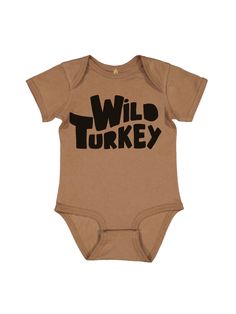 Wild Turkey Baby Thanksgiving Bodysuit in Coyote Brown Thanksgiving Baby Shirt, Thanksgiving Shirt For Baby Boy, Baby Turkey Shirt, Little Turkey Thanksgiving Shirt, Thanksgiving Onesie, Screen Printing Clothes, Wild Turkey, First Thanksgiving, Holiday Wardrobe