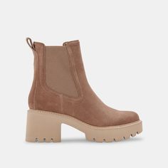 HAWK H2O BOOTIES MUSHROOM SUEDE – Dolce Vita Stadium Bag, Going To Rain, Suede Ankle Boots, Lug Sole, Suede Booties, Synthetic Leather, Shoe Sale, Bootie, Chelsea Boots