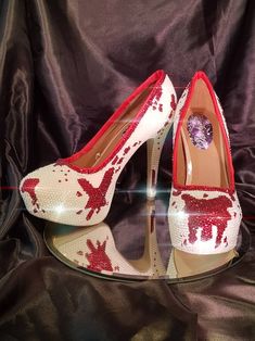 Night Nurse Custom Made Crystal Blood Splatter Heels High - Etsy Zombie Nurse, Nurse Shoes, Womens Costume, Night Nurse, Blood Splatter, Halloween Shoes, Shoes Elegant, Costume Shoes, Neon Aesthetic