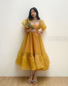 Honey Yellow Puff Sleeves Cinderella Dress, Princess Organza Dress, Simple Vacation Dress, Sheer Circle Organza Dress, Elegant Summer Dress - Etsy Vietnam Elegant Yellow Puff Sleeve Dress, Summer Wedding A-line Puff Sleeve Dress, Summer Wedding Puff Sleeve Midi Dress, Summer Wedding Midi Puff Sleeve Dress, Simple Frock Design, Elegant Summer Dresses, Cinderella Dress, Trendy Outfits Indian, Simple Frocks