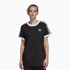 adidas-womens-originals-3-stripes-t-shirt-cy4751 Adidas 3 Stripes, Striped Shirt Women, Adidas Brand, Adidas Fashion, Adidas Tops, Striped Tee, Black Adidas, Striped Shirt, Shirt Online