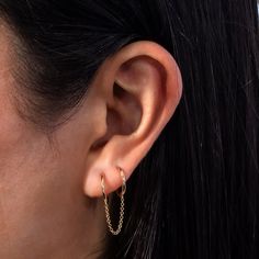 Ear Piercings Indian, 2 Ear Piercings, Double Lobe Piercing, Double Ear Piercings, Pretty Ear Piercings, Huggie Earring, Ear Style, Fancy Jewellery Designs, Indian Jewellery Design Earrings