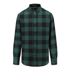 Braveman Men's Buffalo Plaid Button Down Classic Fit Flannel Shirt Classic Green Button-up Flannel Shirt, Classic Green Flannel Shirt For Fall, Green Flannel Button-up Shirt, Green Flannel Shirt With Button Closure, Black Winter Flannel Shirt With Button Closure, Green Button-up Winter Shirt, Winter Green Button-up Shirt, Classic Winter Flannel Shirt With Button Closure, Green Flannel Shirt For Winter