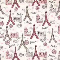 the eiffel tower pattern is shown in pink and grey colors on a white background