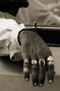 Photograph Black and White Pakistani Man's Hand Fingers with Gemstone Rings Jewelry Unique Art Statement Home Decor Desi Home Decor, Hand With Ring, Hands With Rings, Black Fingers, Art Statement, Gemstone Rings Vintage, Rings Black, Mens Rings Fashion, Male Hands