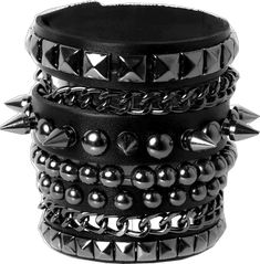 Adjustable Punk Bracelet For Streetwear, Adjustable Punk Bracelets For Streetwear, Edgy Band Bracelet For Concerts, Edgy Band Bracelet For Concert, Edgy Black Cuff Bracelet For Festival, Trendy Metal Wristband For Concerts, Edgy Black Cuff Bracelet For Concerts, Trendy Metal Wristband For Party, Trendy Festival Bracelets With Rivets